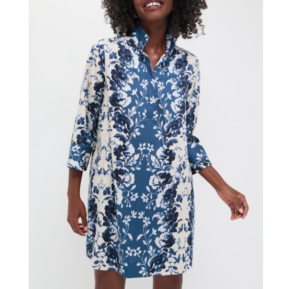 TUCKERNUCK Indigo Reflection Stretch Cotton Megan Dress - Picture 1 of 10